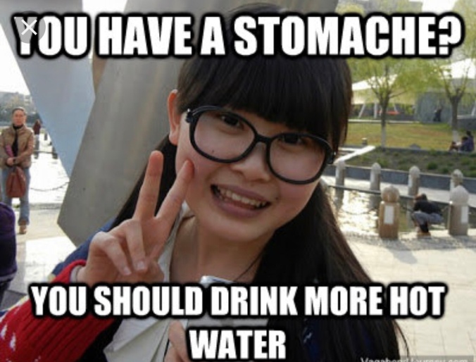 Drink hot water. 